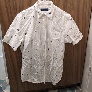 Ralph Lauren Anchor Print Men's Short Sleeve Button Down Size Medium